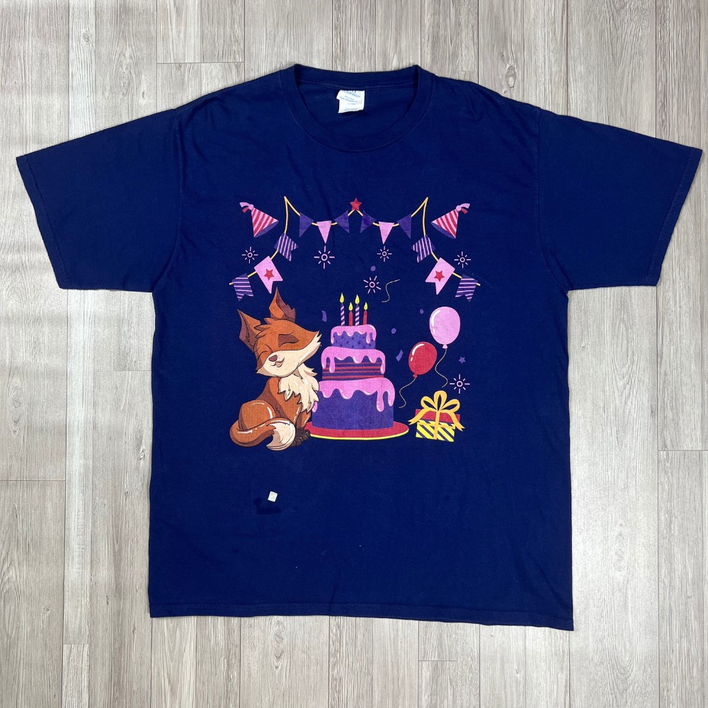 Size L - Port & Company Brand - Happy Birthday Vintage T-Shirt (LxW: 28x22 in)