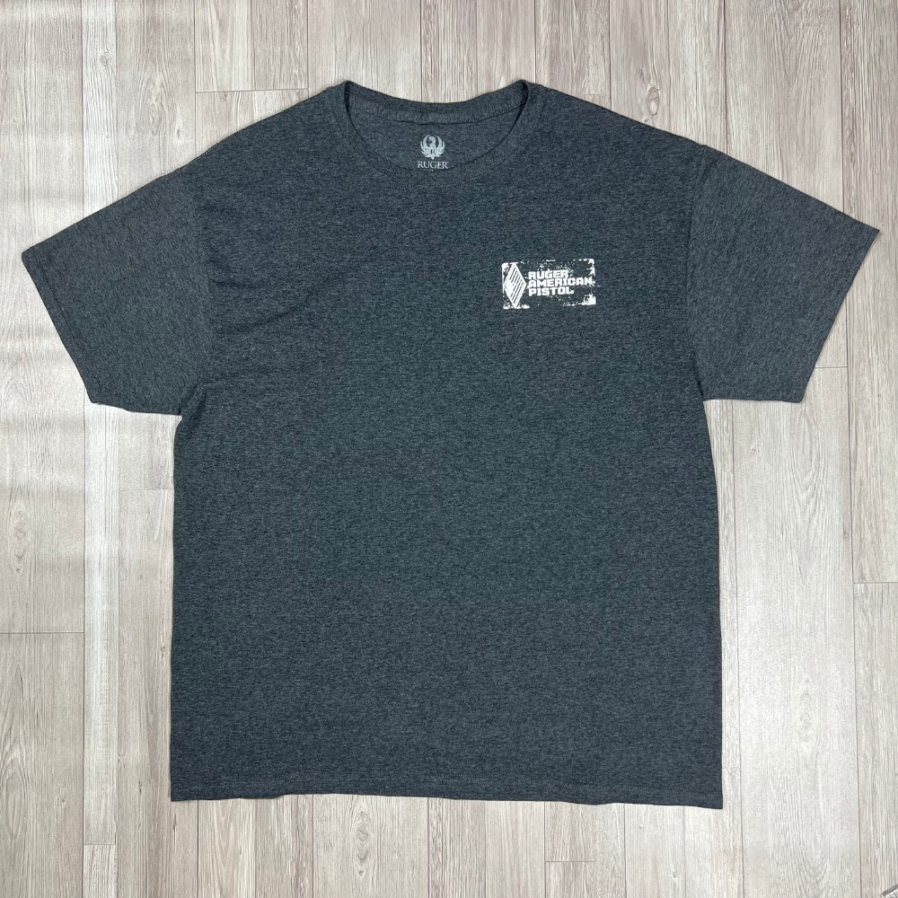 Size L - Ruger Brand - Burger American Pistol Vintage T-Shirt (LxW: 28x22 in)