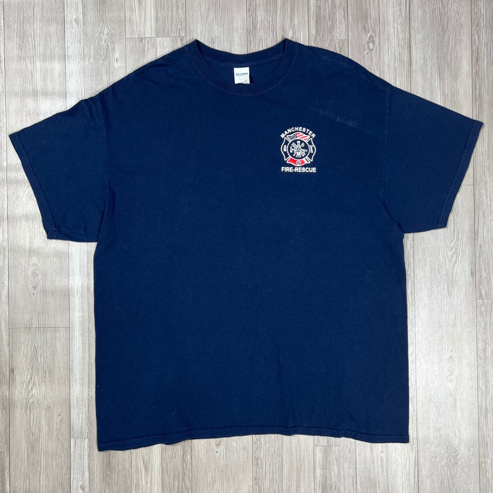 Size XL - Gildan Heavy Cotton Brand - Manchester Fire-rescue Vintage T-Shirt (LxW: 30x24 in)